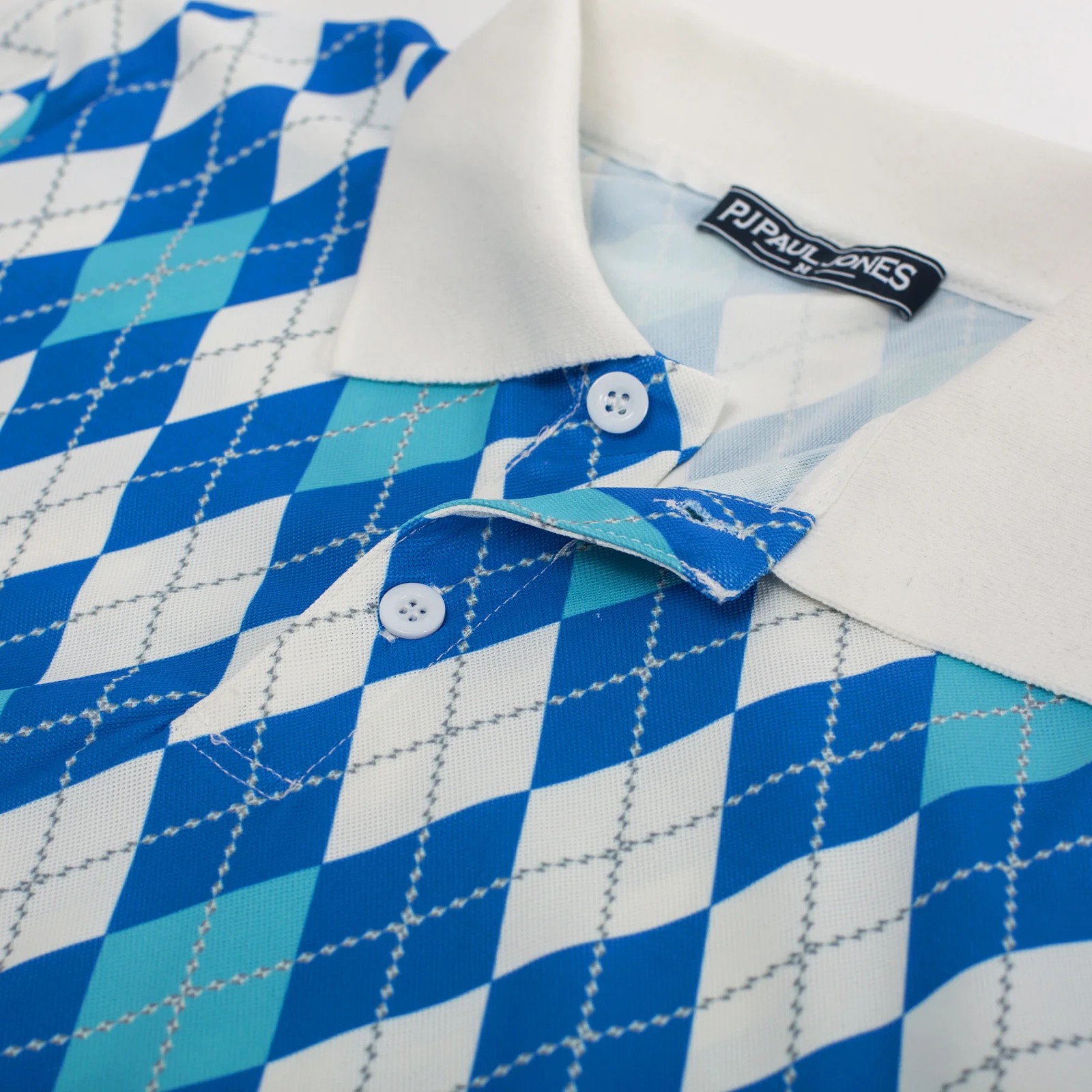 Men's Performance Golf Pullover Shirt Grid Argyle Short Sleeve Stretch Polo Shirt - Image 35