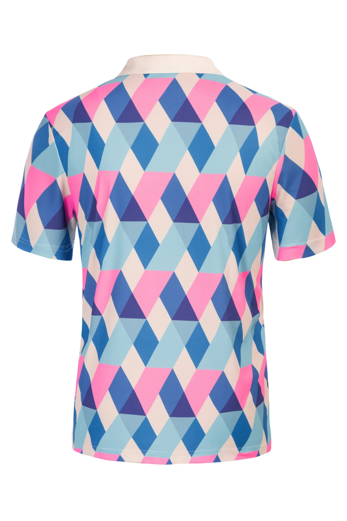 Men's Performance Golf Pullover Shirt Grid Argyle Short Sleeve Stretch Polo Shirt - Image 4