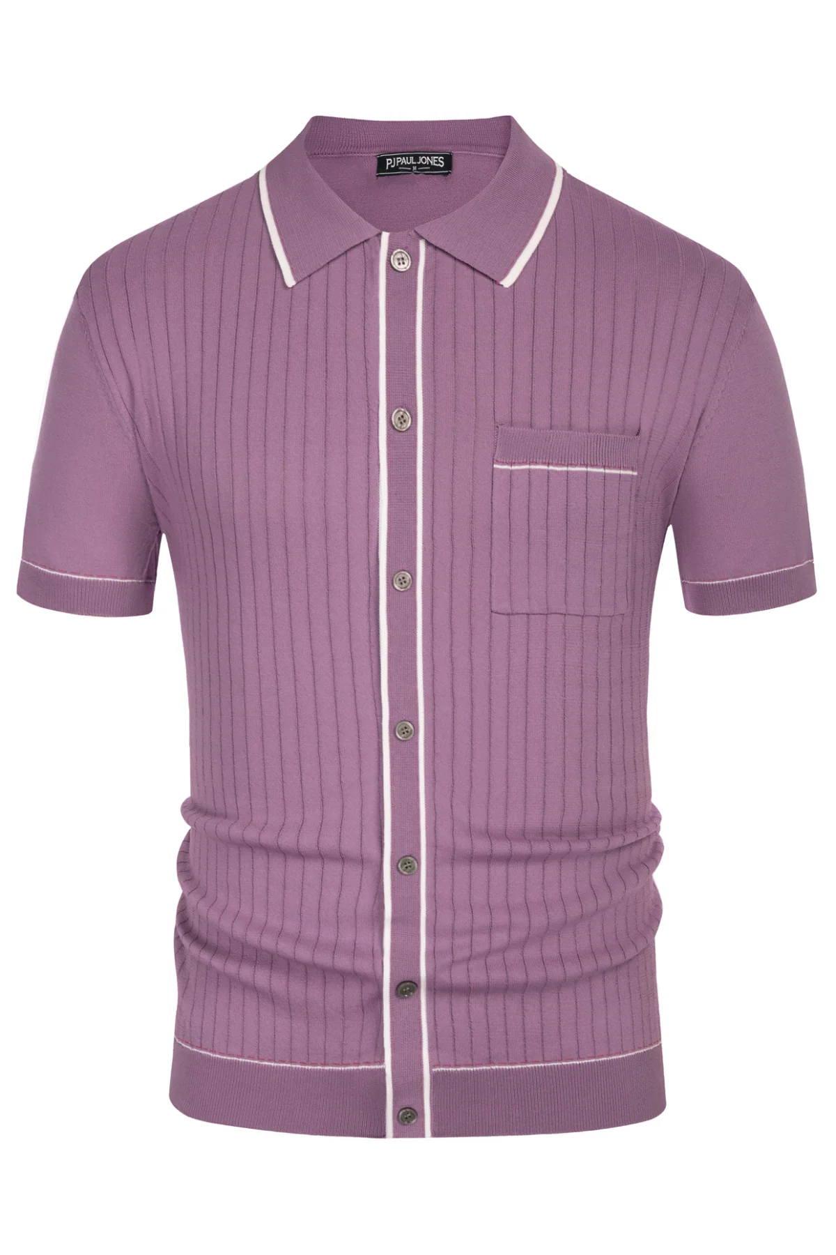 PJ PAUL JONES Men's Short Sleeve Knit Polo Shirts Vintage Golf Cardigans Shirts - Image 3