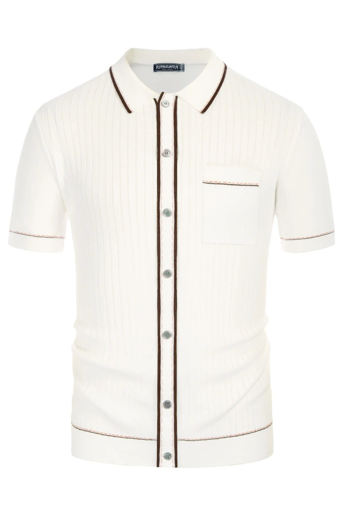 PJ PAUL JONES Men's Short Sleeve Knit Polo Shirts Vintage Golf Cardigans Shirts - Image 37