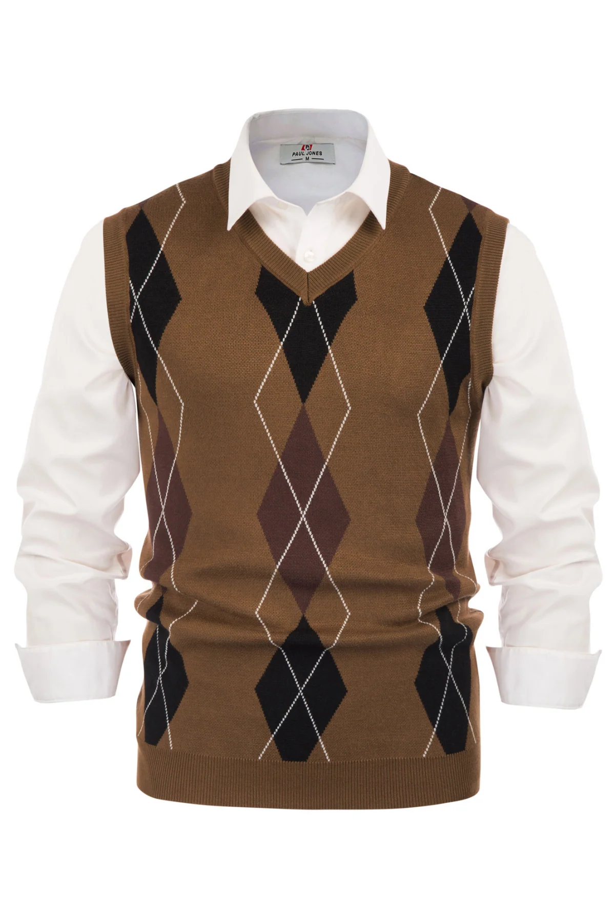 Pj Paul Jones Men's Soft Argyle Sweater Vest Slim Fit V-Neck Knitted Pullover Vest - Image 10