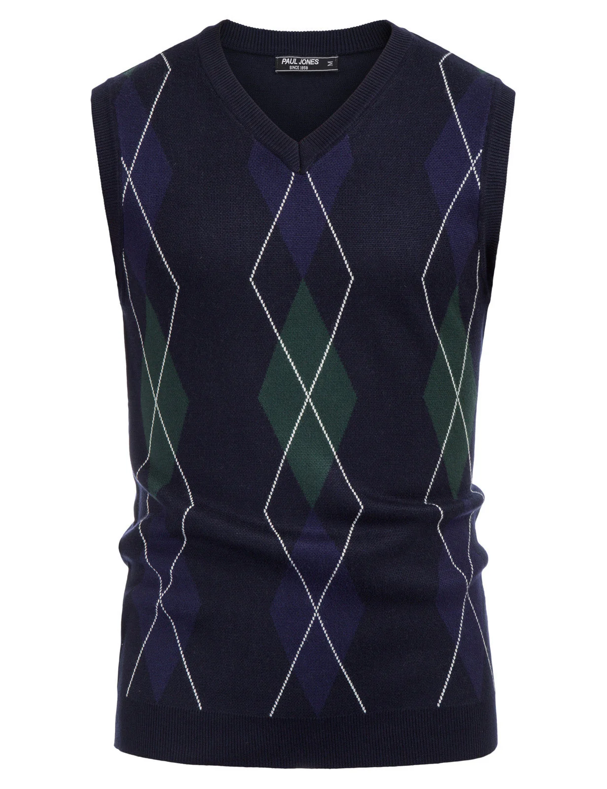 Pj Paul Jones Men's Soft Argyle Sweater Vest Slim Fit V-Neck Knitted Pullover Vest - Image 16