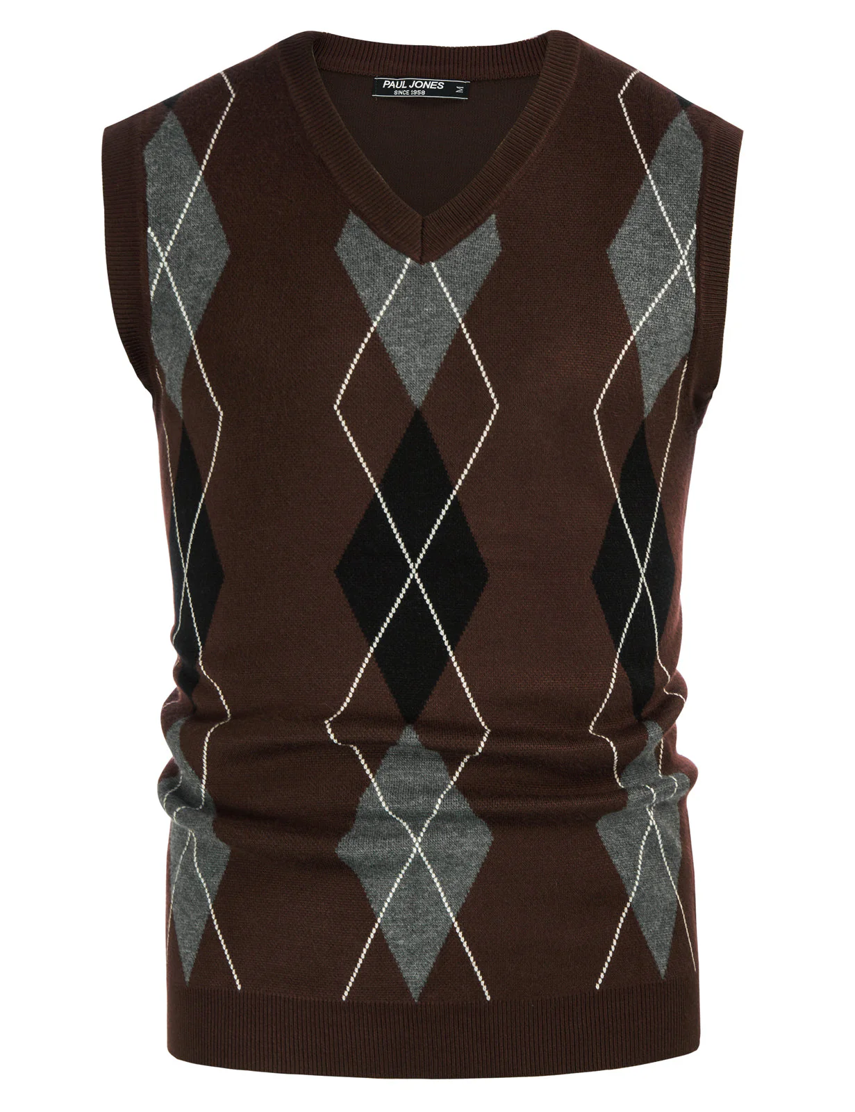 Pj Paul Jones Men's Soft Argyle Sweater Vest Slim Fit V-Neck Knitted Pullover Vest - Image 22