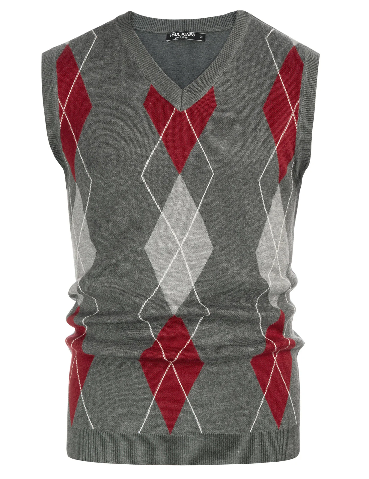 Pj Paul Jones Men's Soft Argyle Sweater Vest Slim Fit V-Neck Knitted Pullover Vest - Image 26