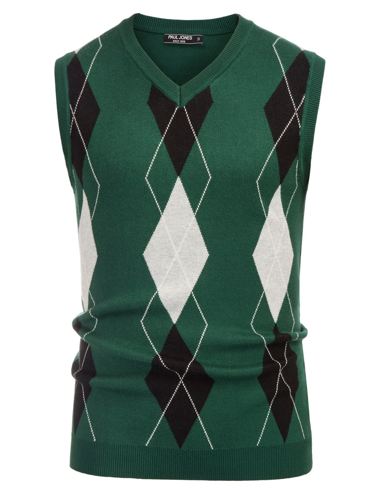 Pj Paul Jones Men's Soft Argyle Sweater Vest Slim Fit V-Neck Knitted Pullover Vest - Image 4