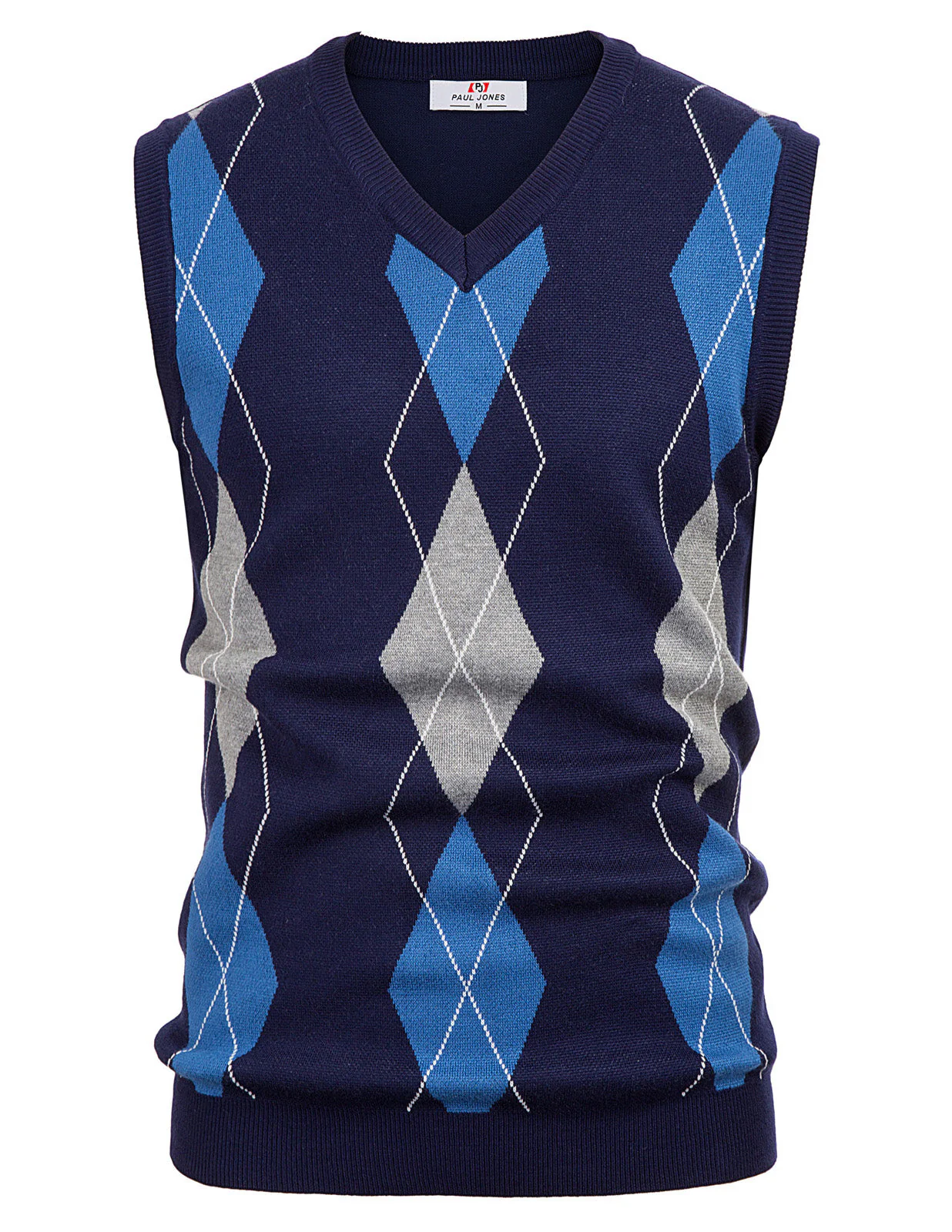 Pj Paul Jones Men's Soft Argyle Sweater Vest Slim Fit V-Neck Knitted Pullover Vest - Image 6