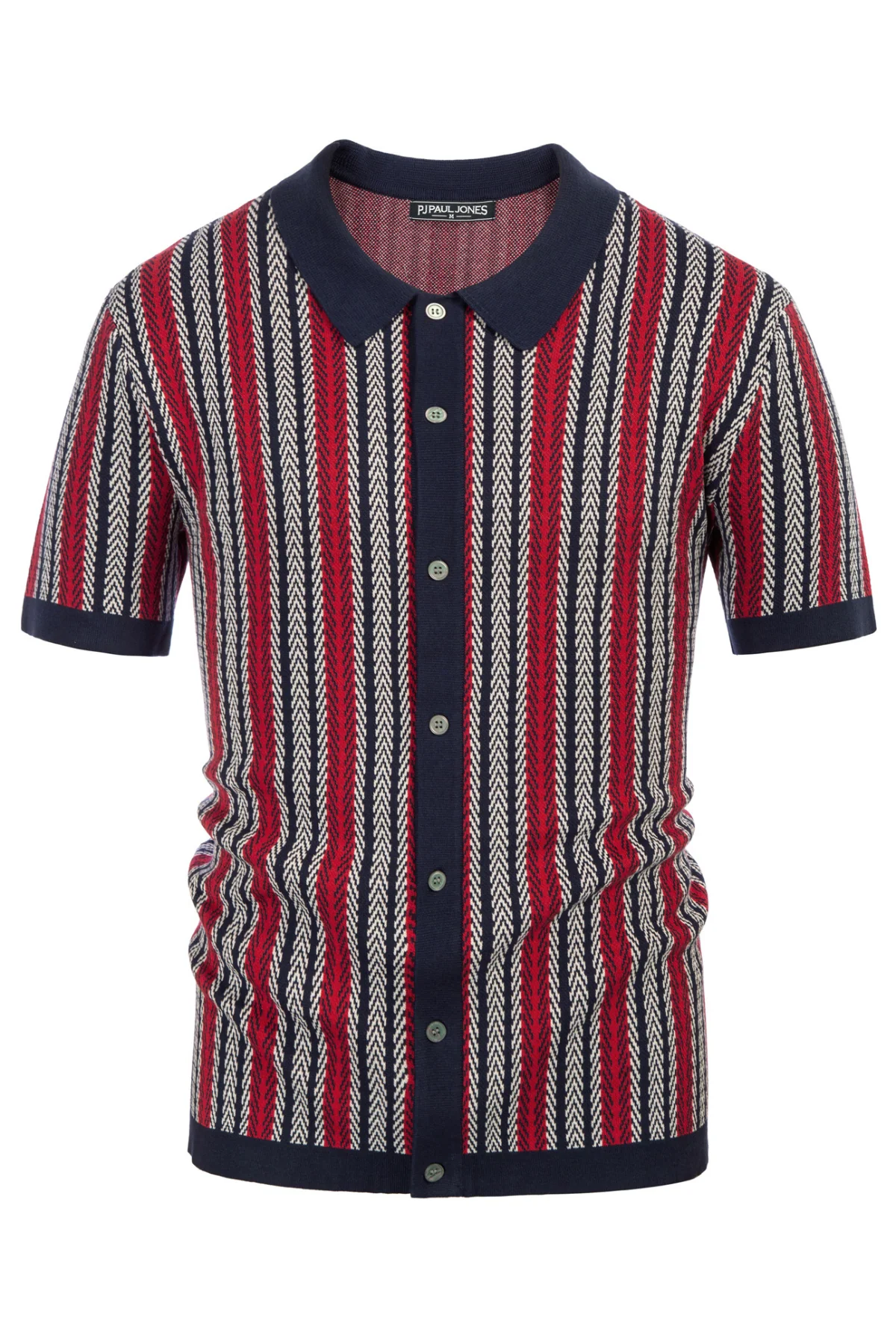 Men's Polo Shirts Retro Knit Shirt 70s Vintage Striped Cardigans Shirts Short Sleeve Button Down Clothing - Image 16