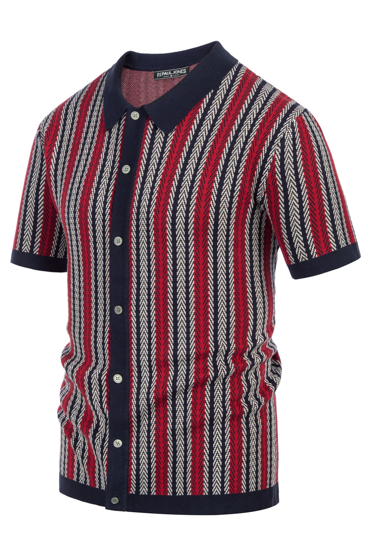 Men's Polo Shirts Retro Knit Shirt 70s Vintage Striped Cardigans Shirts Short Sleeve Button Down Clothing - Image 17