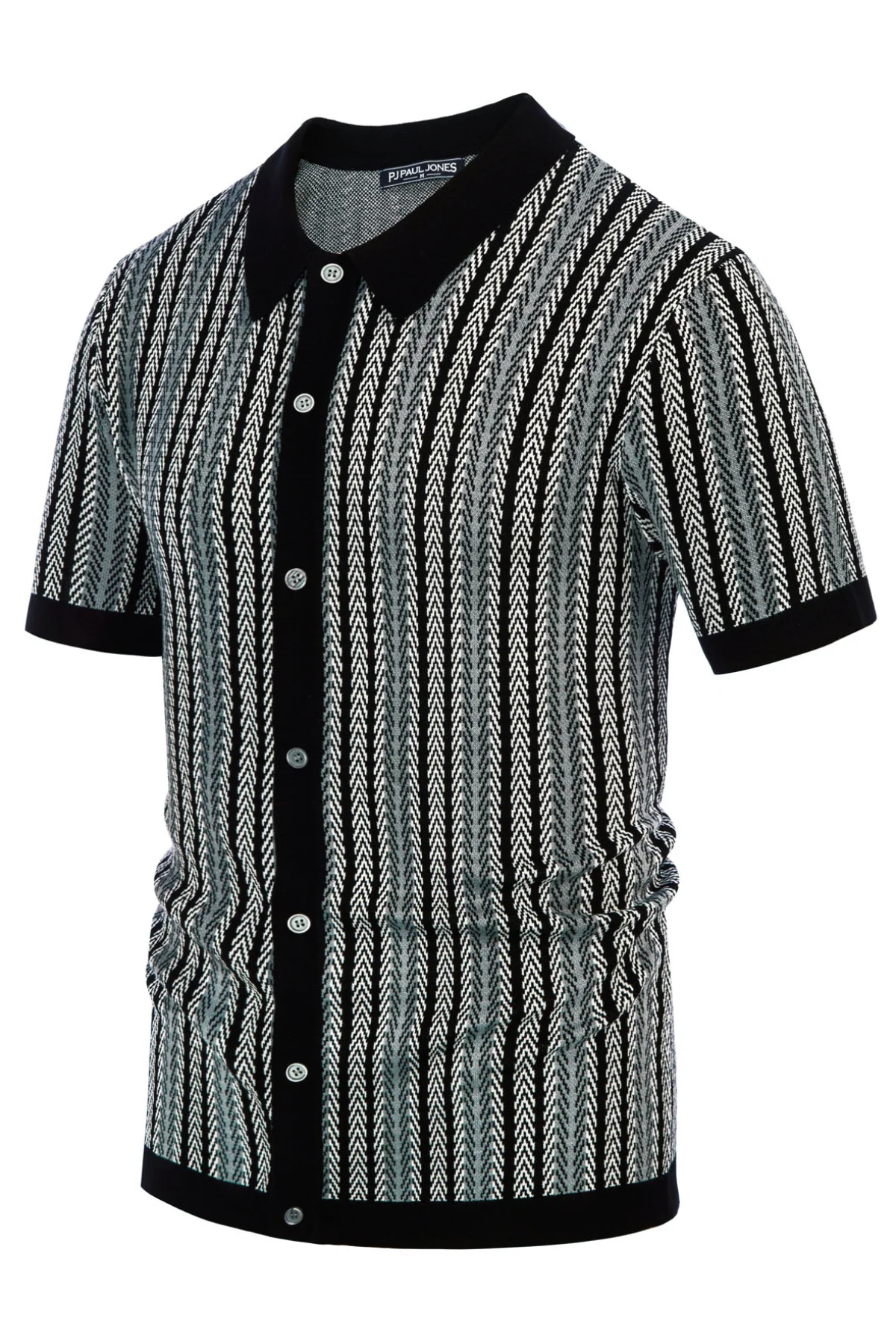 Men's Polo Shirts Retro Knit Shirt 70s Vintage Striped Cardigans Shirts Short Sleeve Button Down Clothing - Image 24