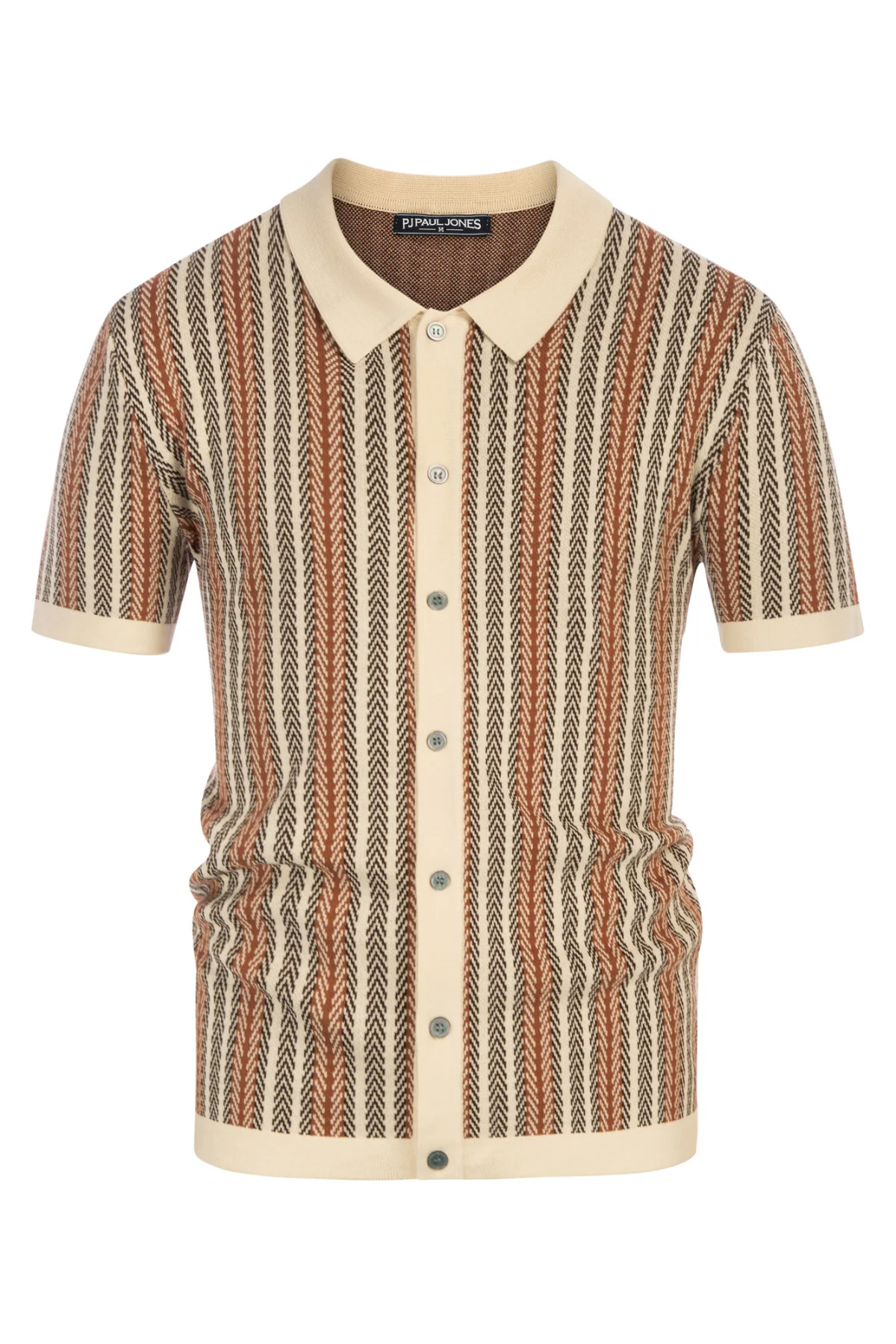 Men's Polo Shirts Retro Knit Shirt 70s Vintage Striped Cardigans Shirts Short Sleeve Button Down Clothing - Image 28