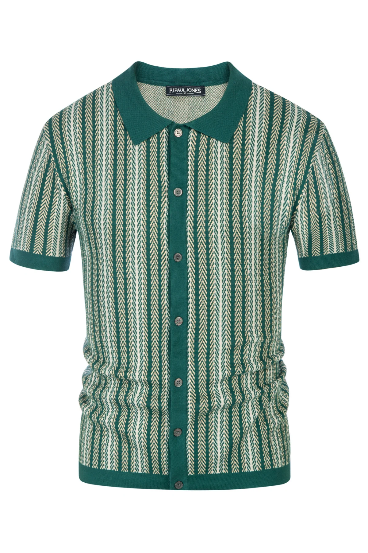 Men's Polo Shirts Retro Knit Shirt 70s Vintage Striped Cardigans Shirts Short Sleeve Button Down Clothing - Image 3