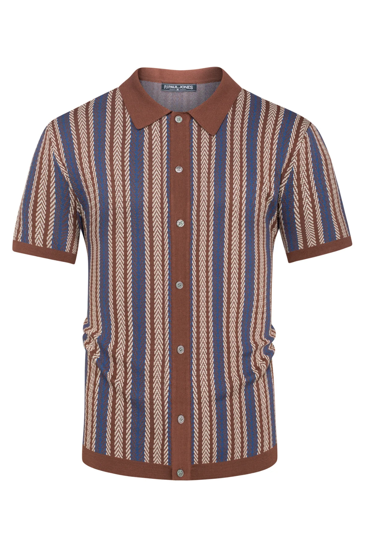Men's Polo Shirts Retro Knit Shirt 70s Vintage Striped Cardigans Shirts Short Sleeve Button Down Clothing - Image 38