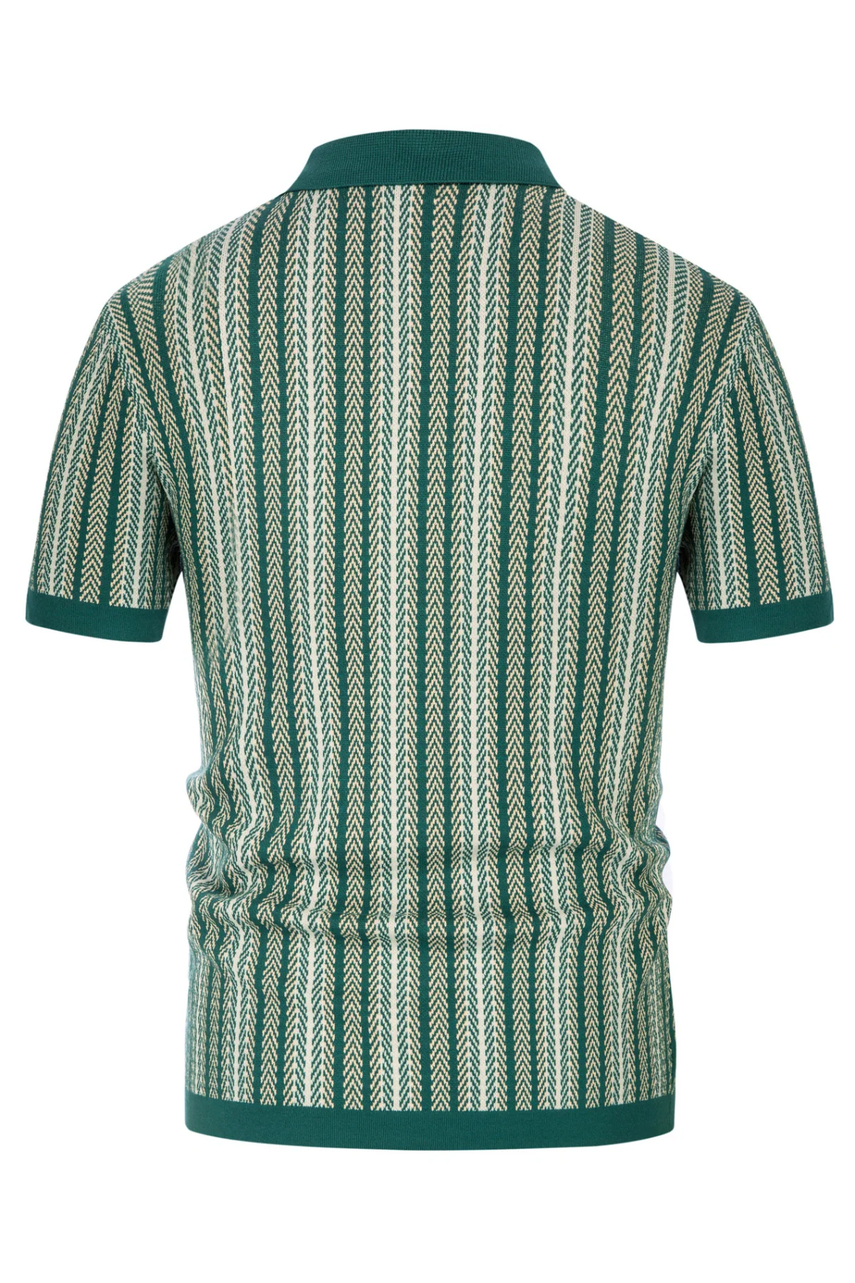 Men's Polo Shirts Retro Knit Shirt 70s Vintage Striped Cardigans Shirts Short Sleeve Button Down Clothing - Image 4