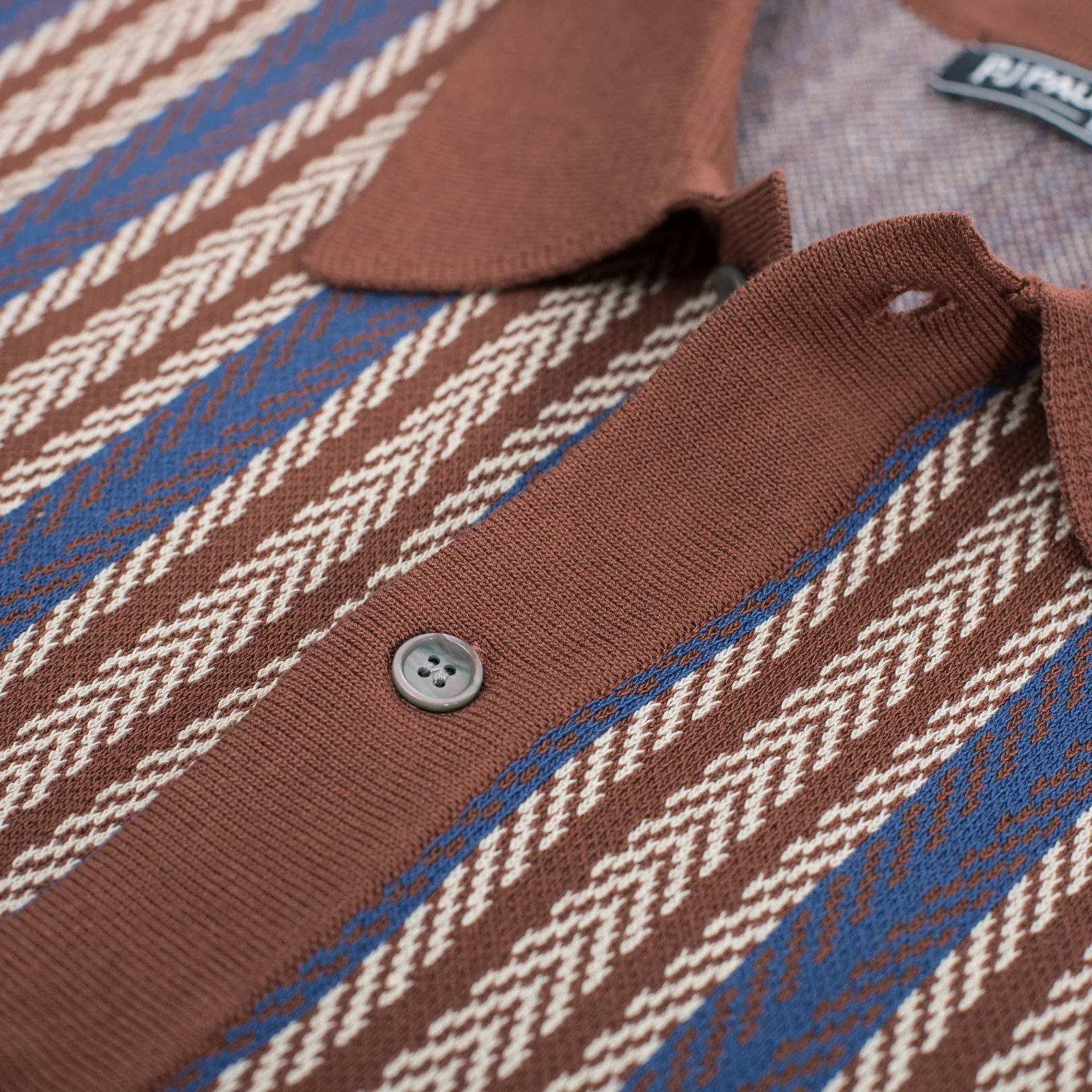 Men's Polo Shirts Retro Knit Shirt 70s Vintage Striped Cardigans Shirts Short Sleeve Button Down Clothing - Image 41