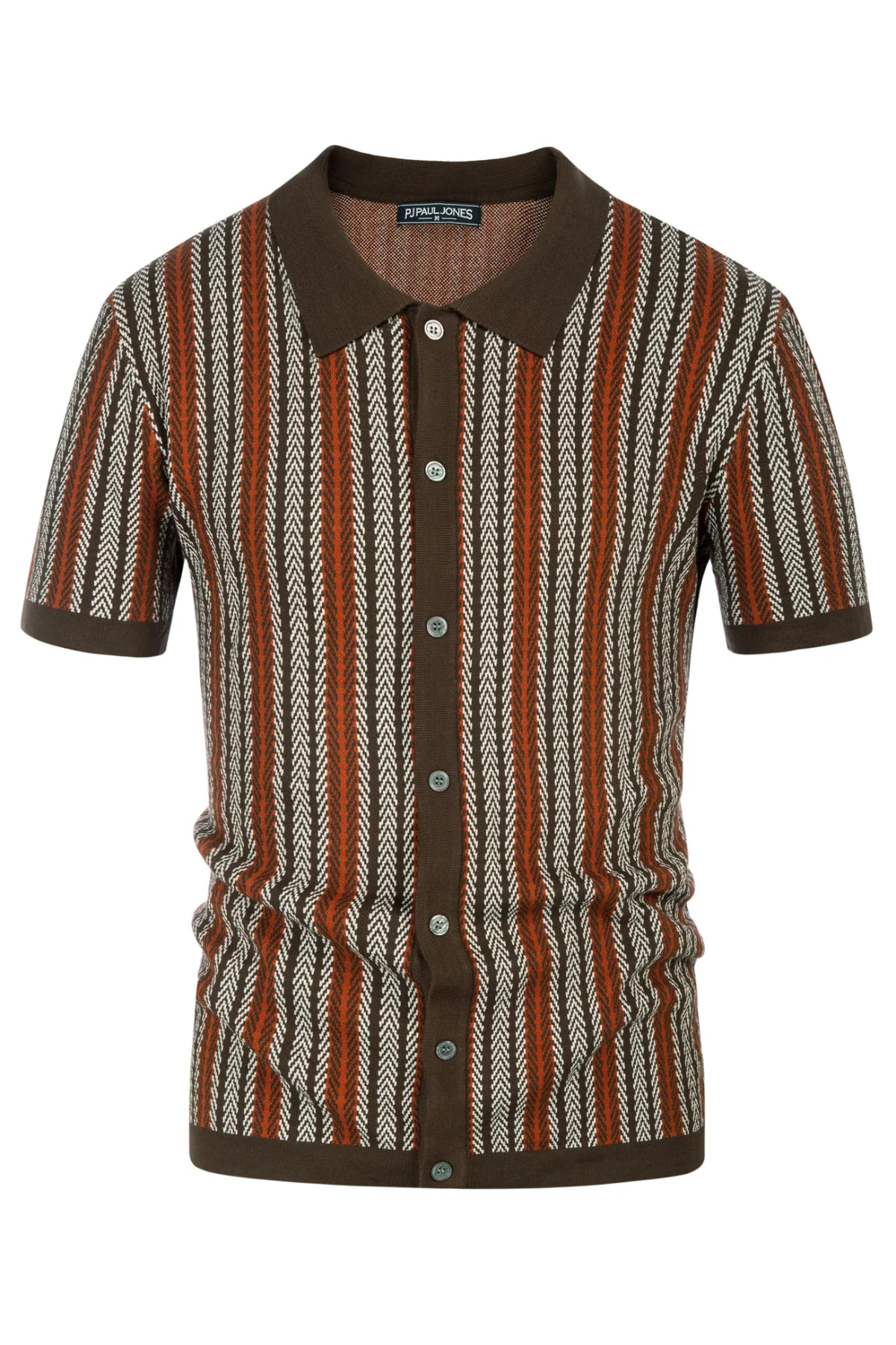 Men's Polo Shirts Retro Knit Shirt 70s Vintage Striped Cardigans Shirts Short Sleeve Button Down Clothing - Image 8