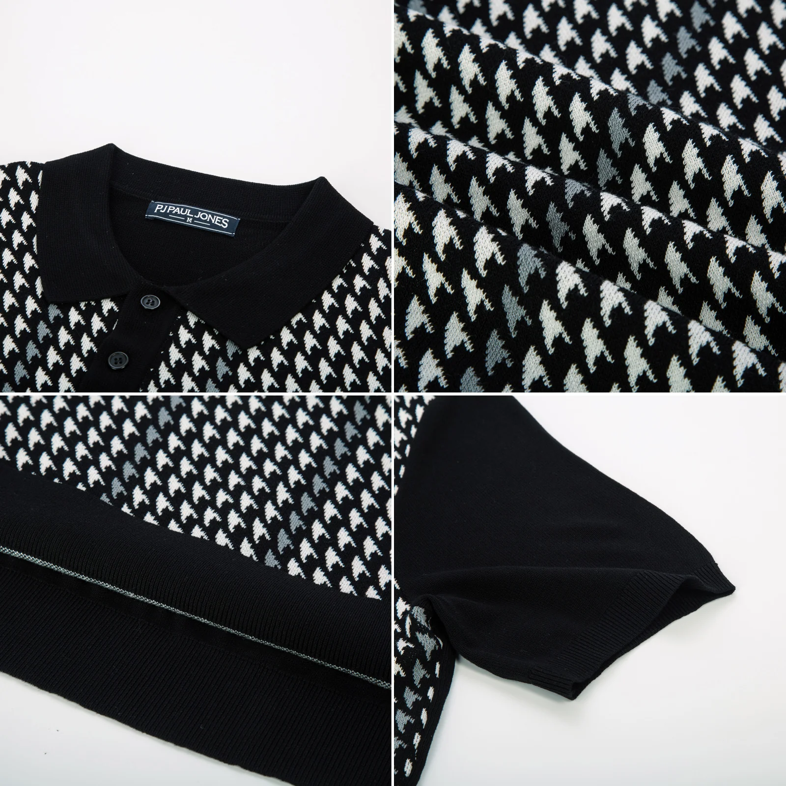 Men's Vintage Polo Shirts Lightweight Retro 70s Knit Houndstooth Golf Pullover Shirts - Image 17