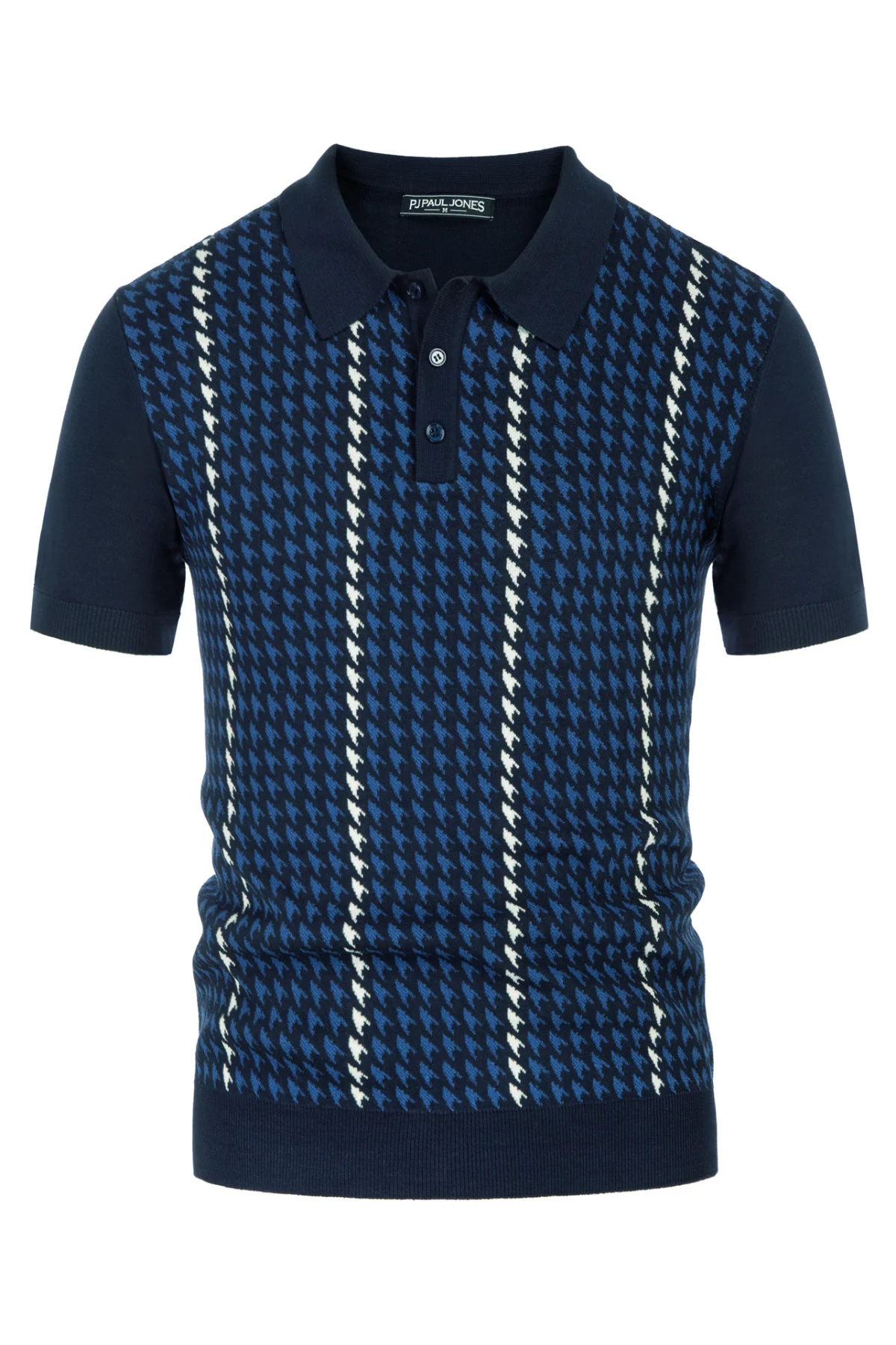 Men's Vintage Polo Shirts Lightweight Retro 70s Knit Houndstooth Golf Pullover Shirts - Image 3