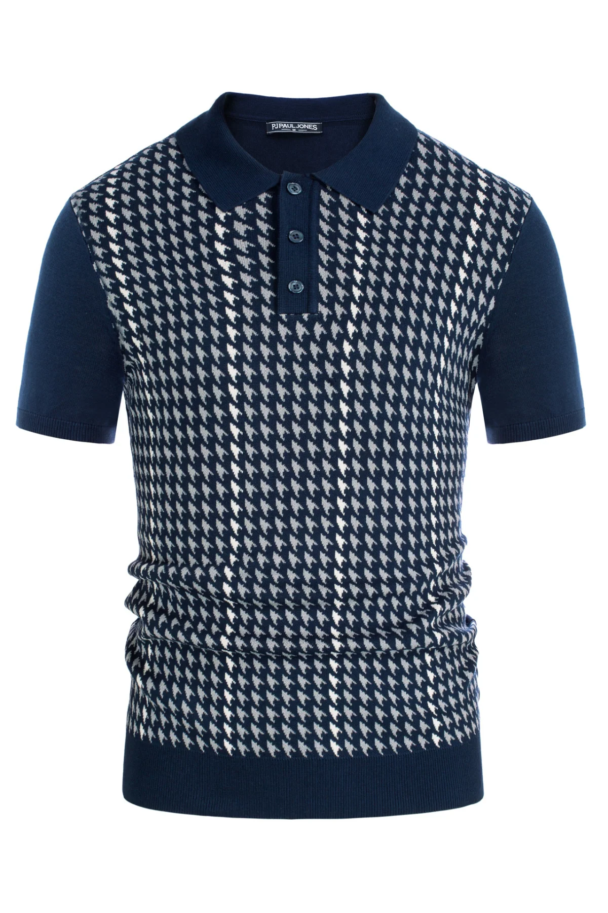 Men's Vintage Polo Shirts Lightweight Retro 70s Knit Houndstooth Golf Pullover Shirts - Image 30