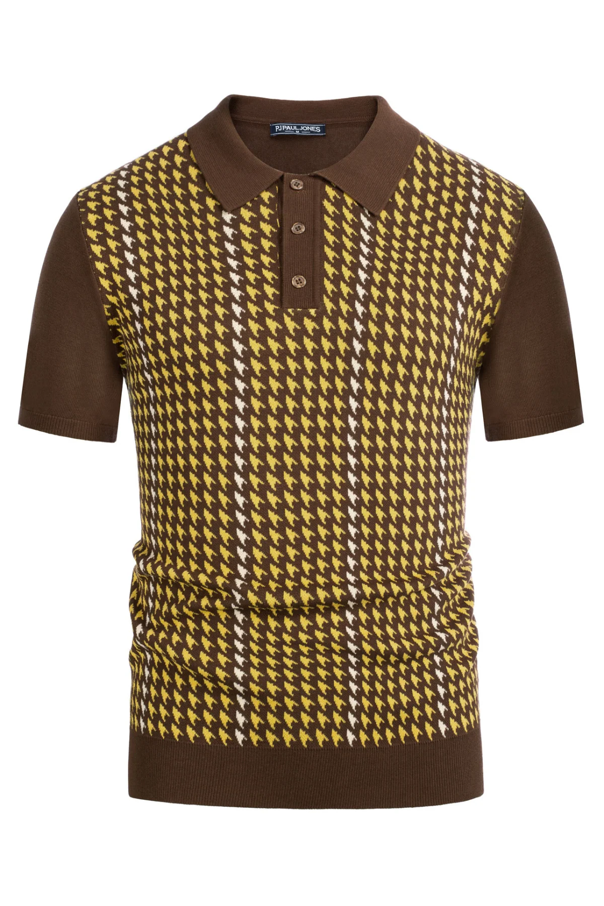 Men's Vintage Polo Shirts Lightweight Retro 70s Knit Houndstooth Golf Pullover Shirts - Image 34