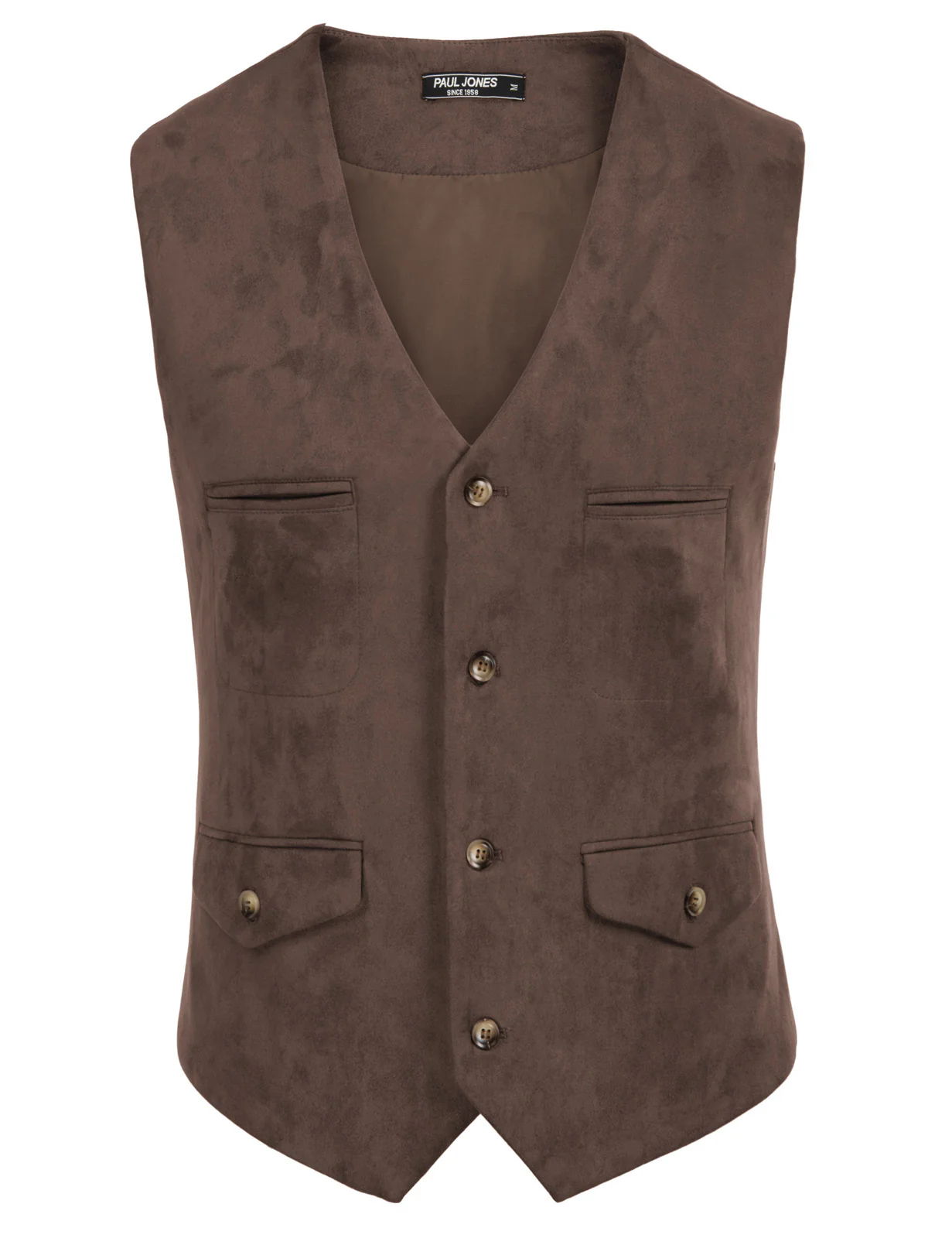 Men's Suede Leather Vest Casual V-Neck Single Breasted Slim Fit Western Cowboy Vest with Pockets - Image 17
