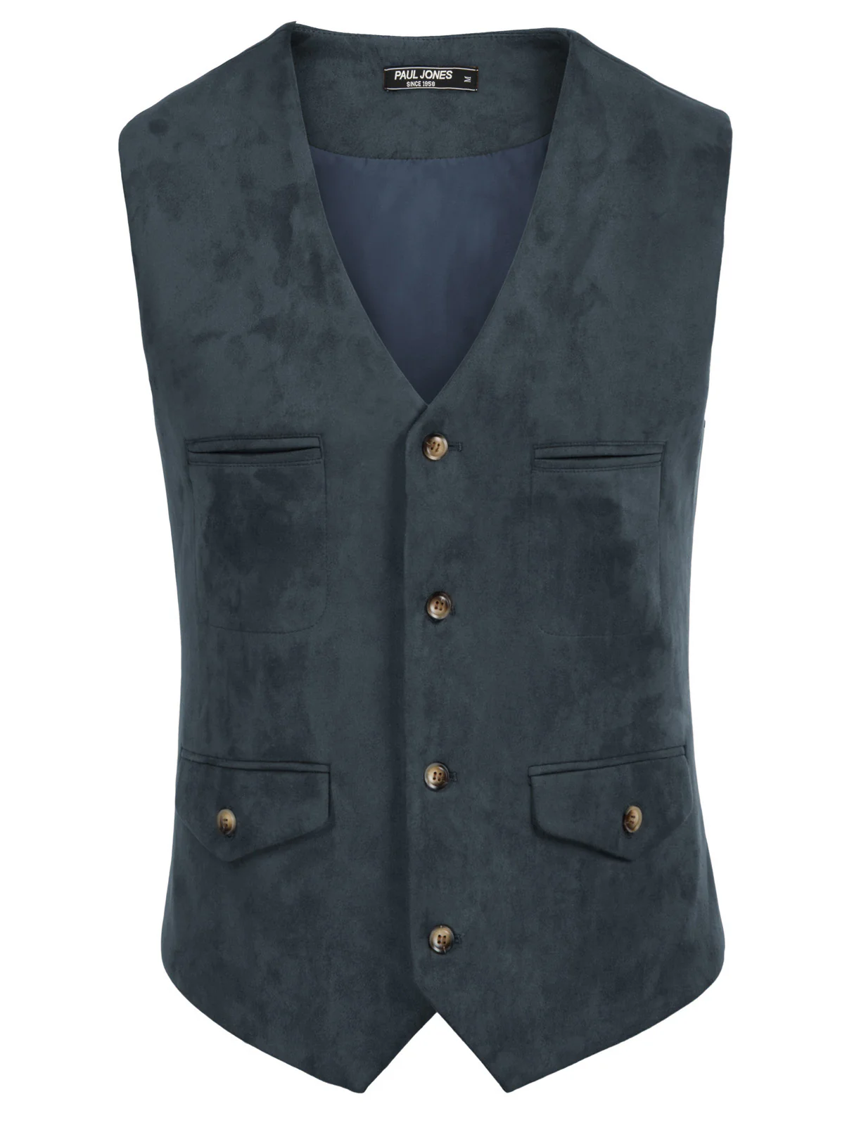 Men's Suede Leather Vest Casual V-Neck Single Breasted Slim Fit Western Cowboy Vest with Pockets - Image 23